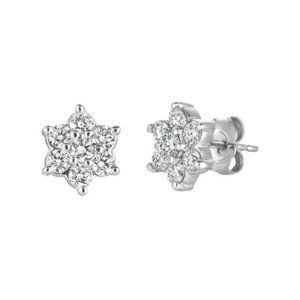 1.01 CT Diamond Flower Cluster Earrings studs